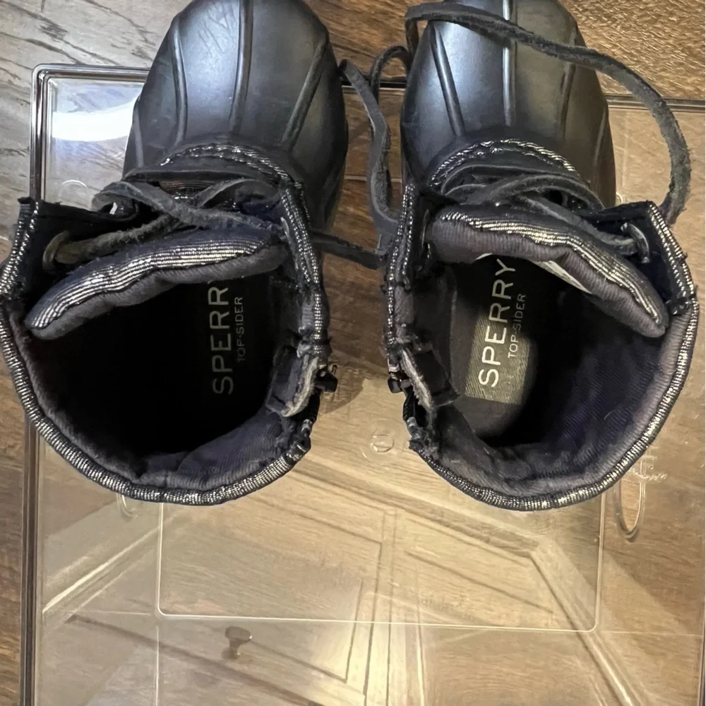Sperry Duck Rain Boots Size Girls 6 Color Blue Sparkle